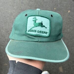 Vintage 70's John Deere Green Embroidered Deere Logo Baseball Cap Men's Medium